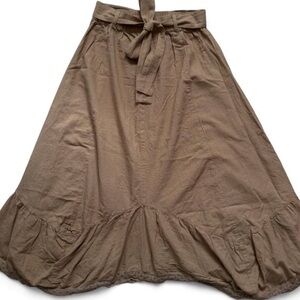 Brown Women's Maxi Skirt with Belt Strap
